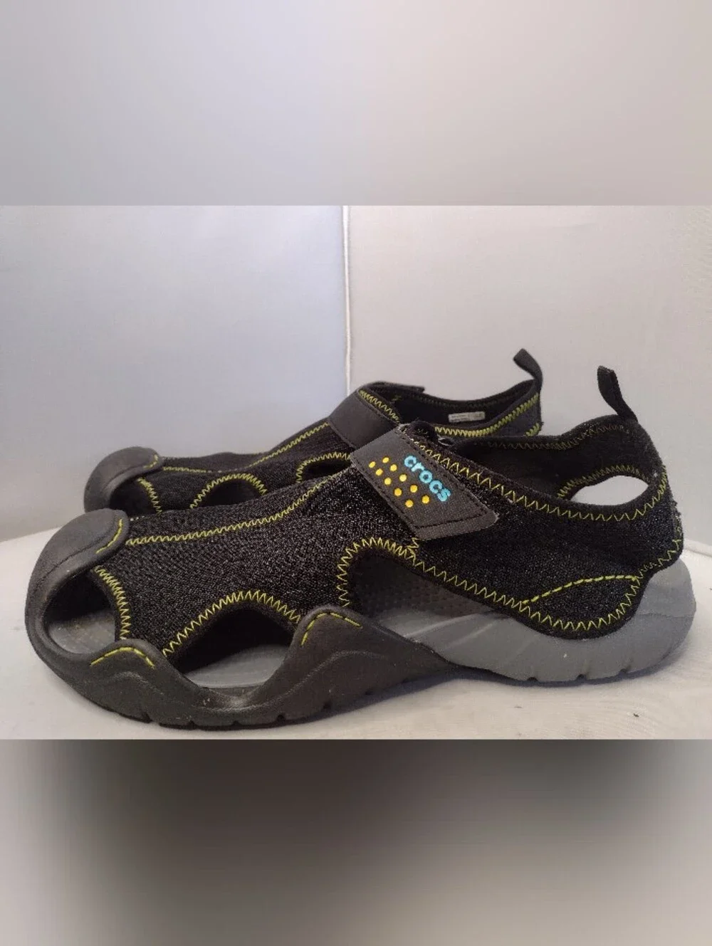 Crocs Men's Size 13 Black SwiftWater Mesh Fisherman Deck Sandals Water Shoes U